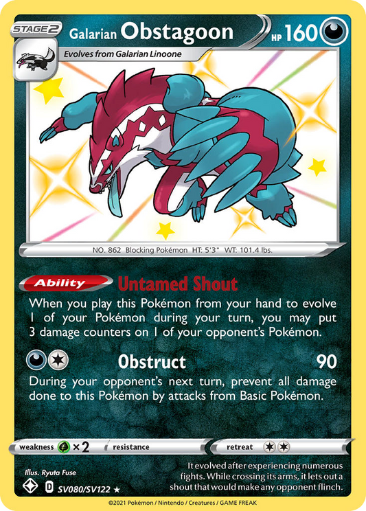 Galarian Obstagoon Holo 080/122 Shining Fates Shiny Vault Pokémon Card