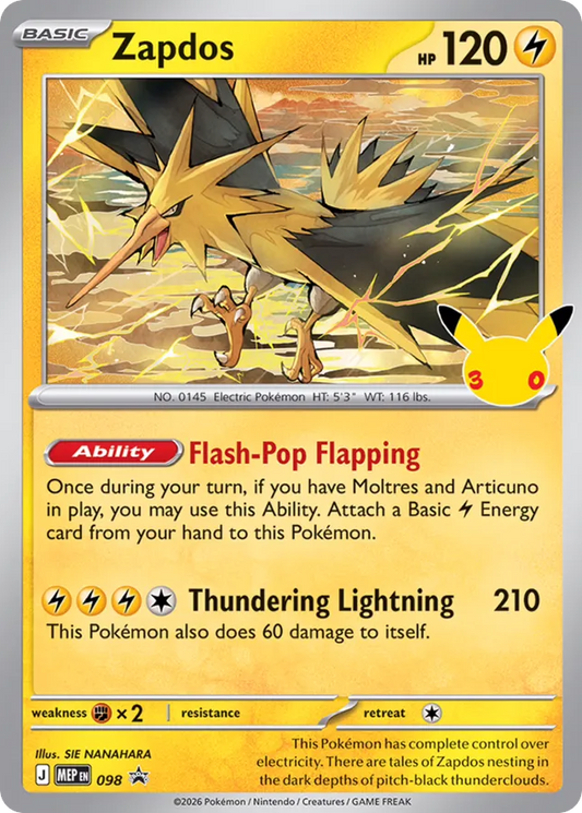 Zapdos Holofoil 098/0 MEP Black Star Promos Pokémon Card