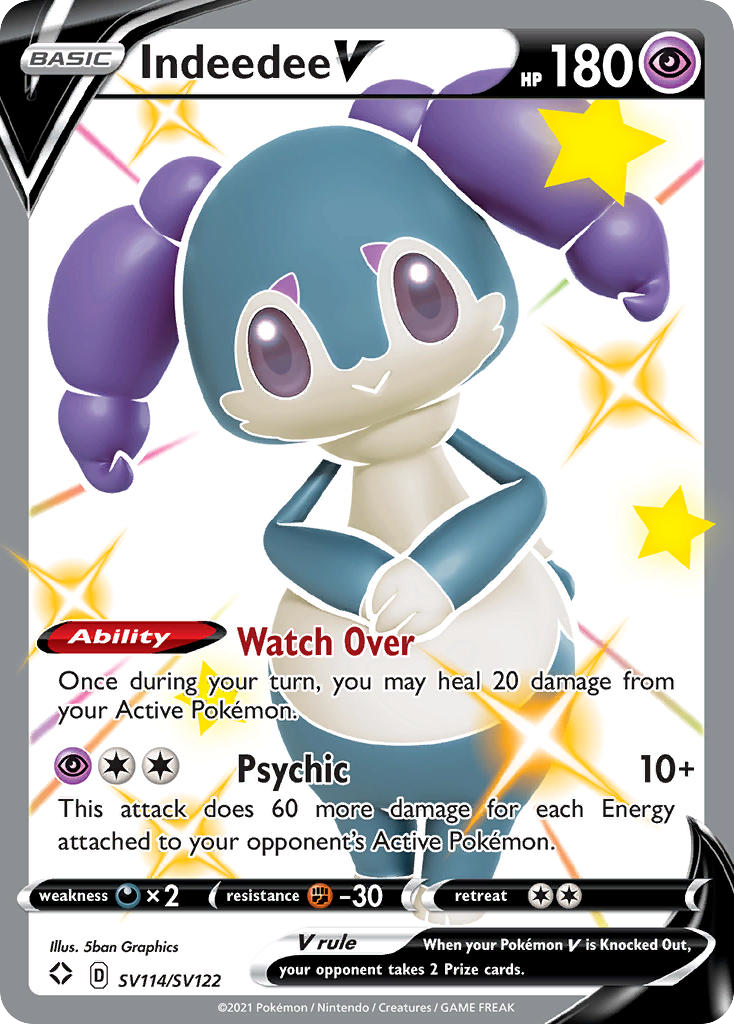 Indeedee V Holo 114/122 Shining Fates Shiny Vault Pokémon Card