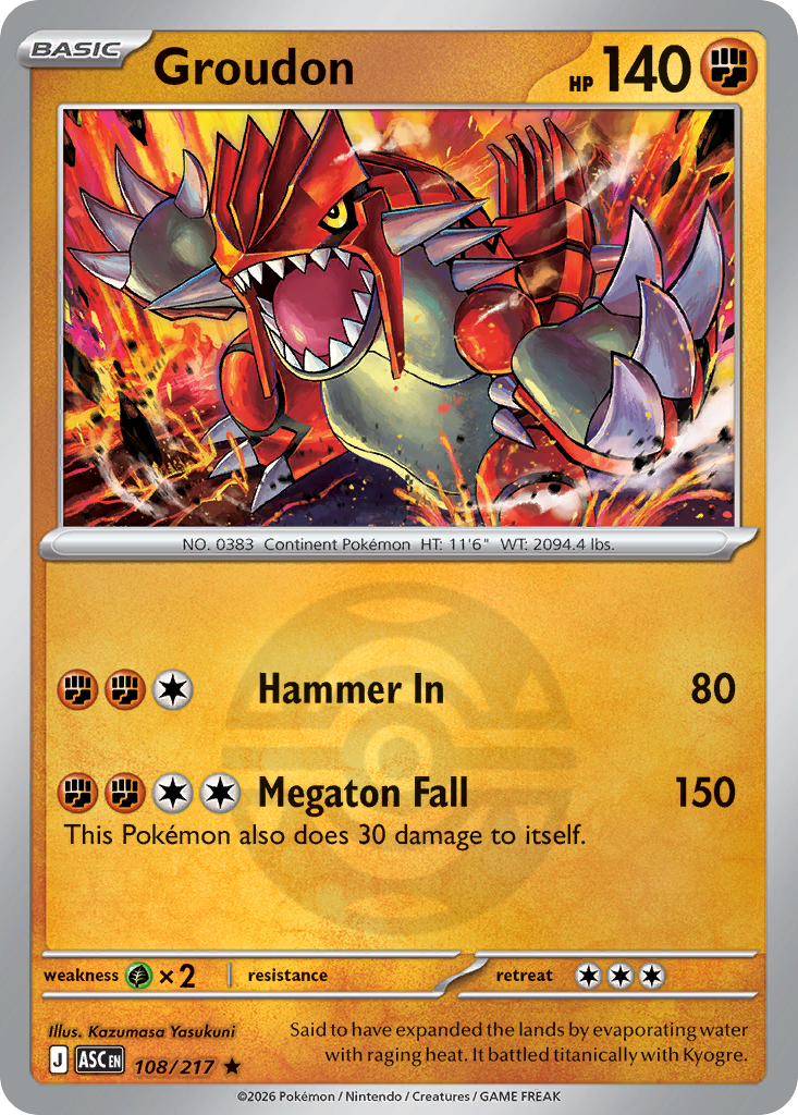 Groudon Reverse 108/217 Ascended Heroes Pokémon Card