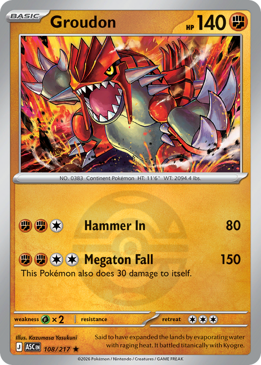 Groudon Reverse 108/217 Ascended Heroes Pokémon Card