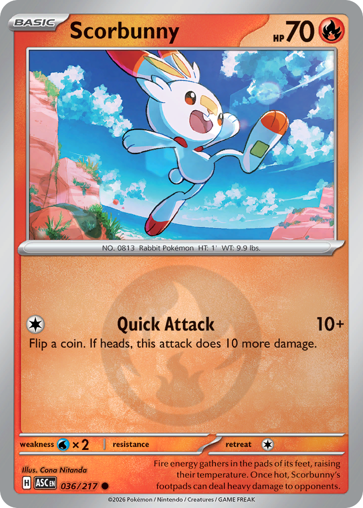 Scorbunny Reverse 036/217 Ascended Heroes Pokémon Card