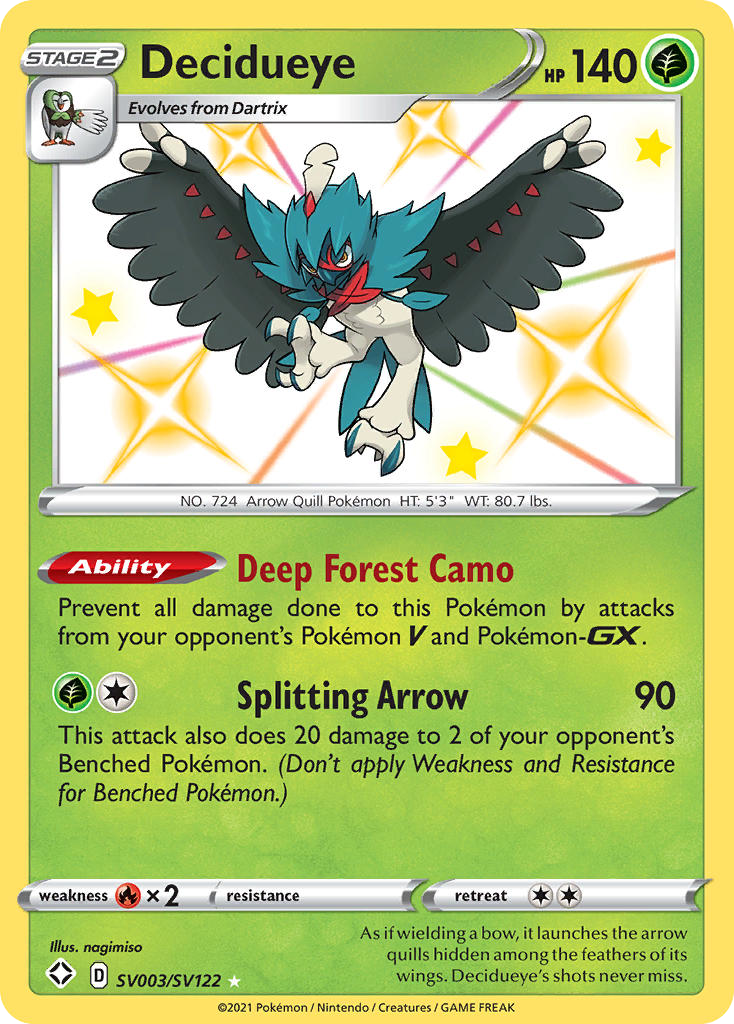 Decidueye Holo 003/122 Shining Fates Shiny Vault Pokémon Card