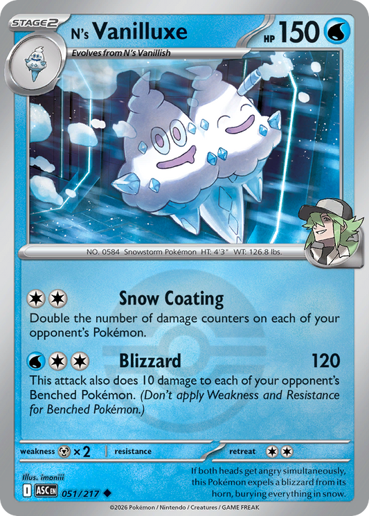 N's Vanilluxe Reverse 051/217 Ascended Heroes Pokémon Card