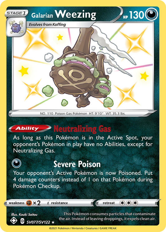 Galarian Weezing Holo 077/122 Shining Fates Shiny Vault Pokémon Card