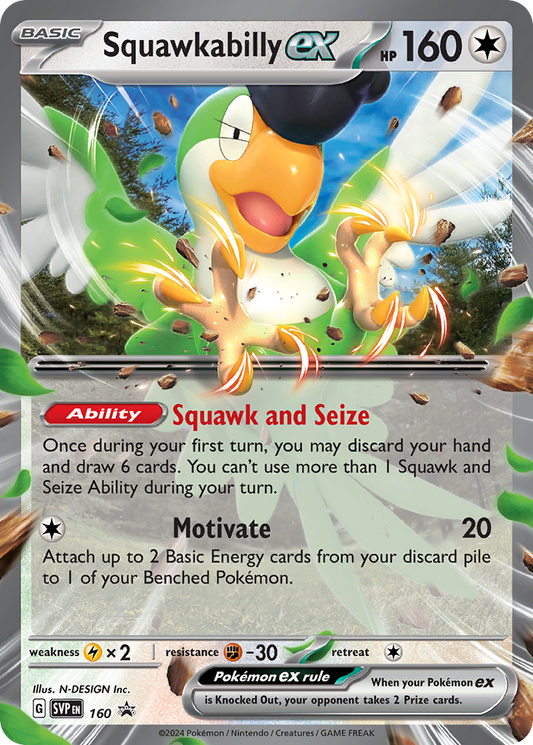 Squawkabilly ex Holo 160/225 SVP Black Star Promos Pokémon Card