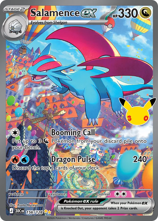 Salamence ex Holofoil 156/128 30th Celebration Pokémon Card
