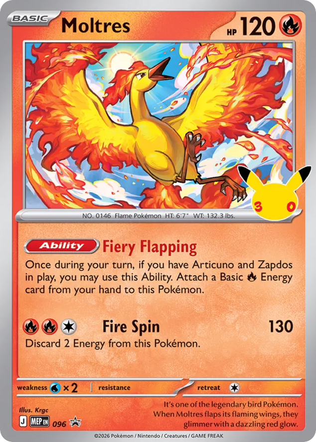 Moltres Holofoil 096/0 MEP Black Star Promos Pokémon Card