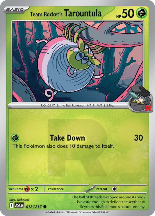 Team Rocket's Tarountula Reverse 018/217 Ascended Heroes Pokémon Card