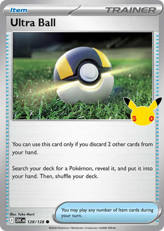 Ultra Ball Non-Holo 128/128 30th Celebration Pokémon Card