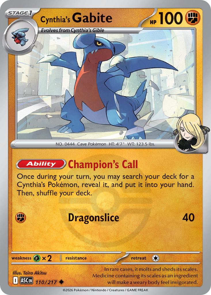 Cynthia's Gabite Reverse 110/217 Ascended Heroes Pokémon Card