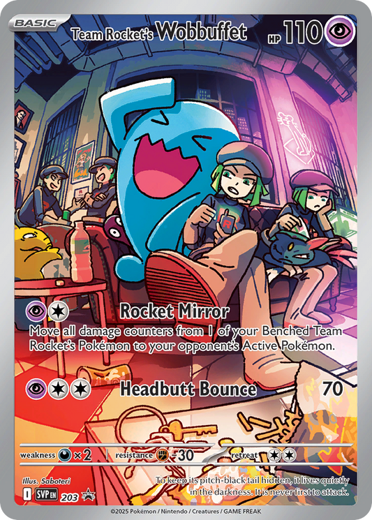 Team Rocket's Wobbuffet Holo 203/225 SVP Black Star Promos Pokémon Card