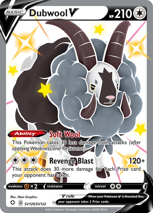 Dubwool V Holo 120/122 Shining Fates Shiny Vault Pokémon Card