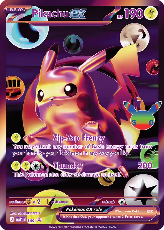 Pikachu ex Holofoil 109/0 MEP Black Star Promos Pokémon Card