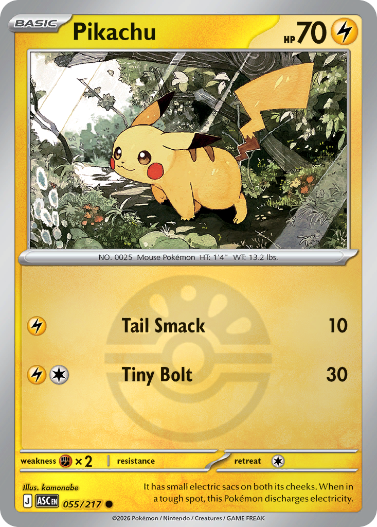 Pikachu Reverse 055/217 Ascended Heroes Pokémon Card