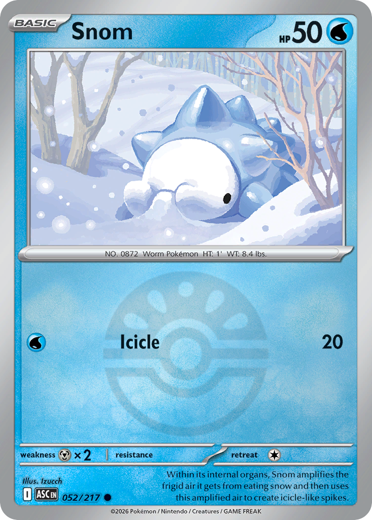 Snom Reverse 052/217 Ascended Heroes Pokémon Card
