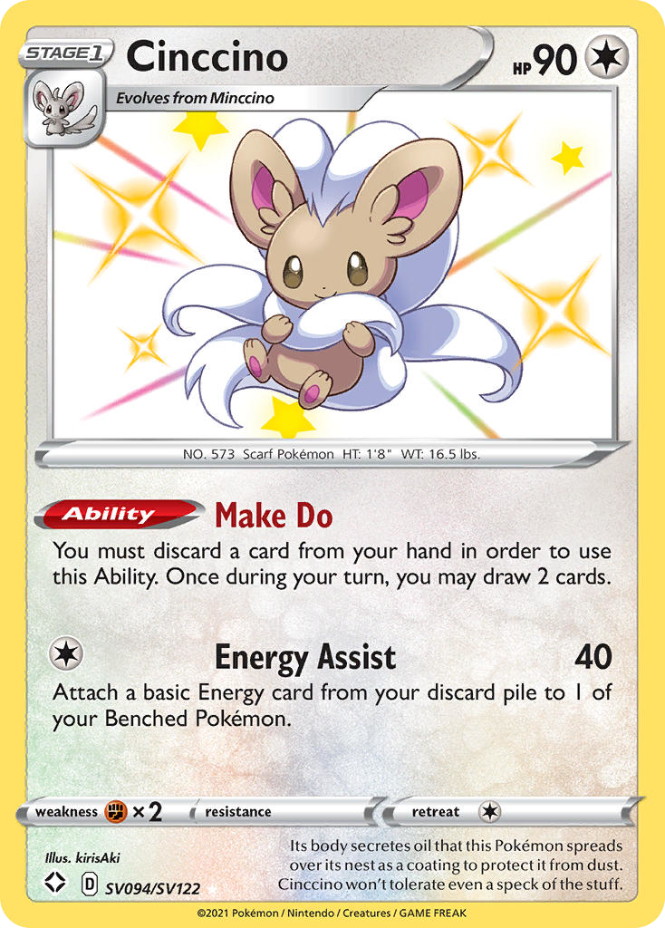 Cinccino Holo 094/122 Shining Fates Shiny Vault Pokémon Card