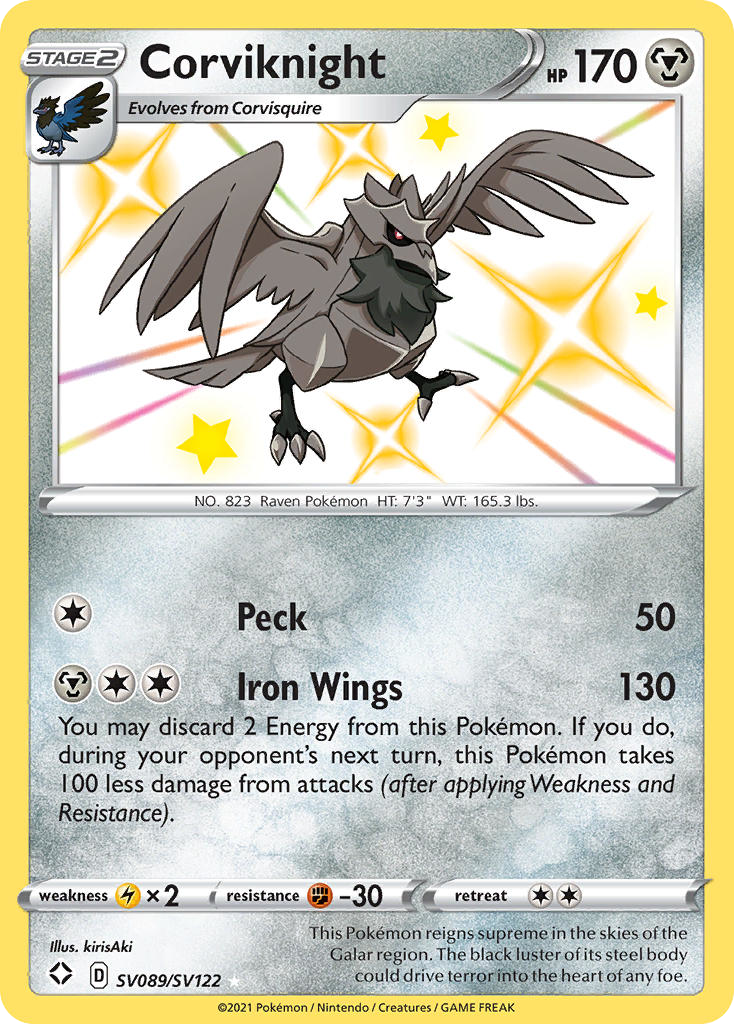 Corviknight Holo 089/122 Shining Fates Shiny Vault Pokémon Card