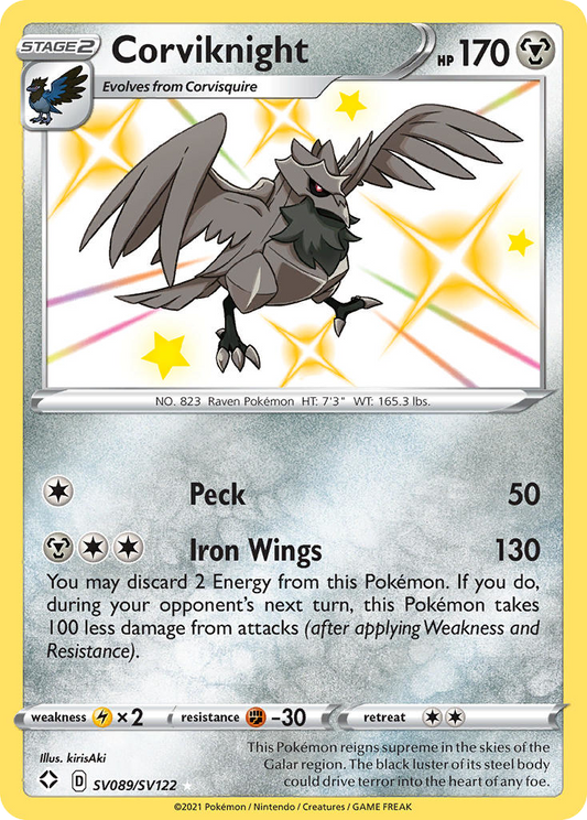 Corviknight Holo 089/122 Shining Fates Shiny Vault Pokémon Card