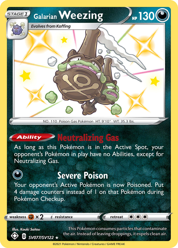 Galarian Weezing Holo 077/122 Shining Fates Shiny Vault Pokémon Card