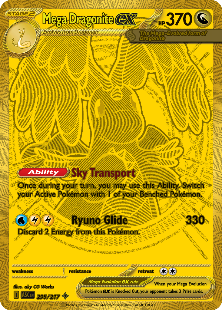 Mega Dragonite ex Holofoil 295/217 Ascended Heroes Pokémon Card