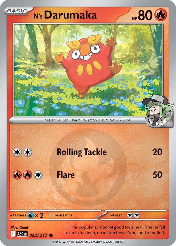 N's Darumaka Reverse 032/217 Ascended Heroes Pokémon Card