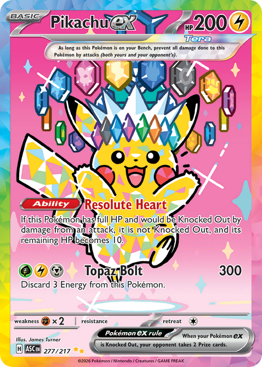 Pikachu ex Holofoil 277/217 Ascended Heroes Pokémon Card