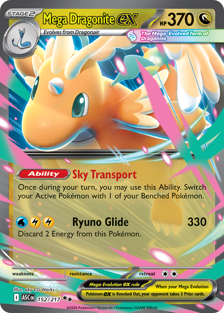Mega Dragonite ex Holofoil 152/217 Ascended Heroes Pokémon Card