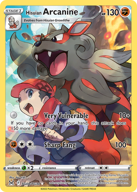 Hisuian Arcanine Holo 008/30 Lost Origin Trainer Gallery Pokémon Card