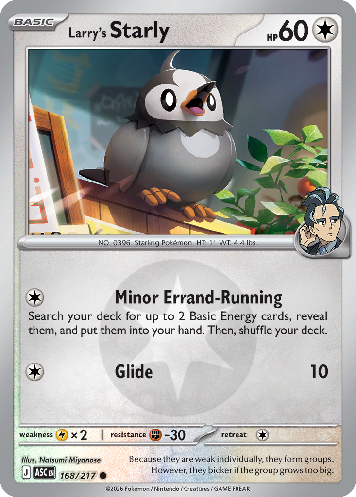 Larry's Starly Reverse 168/217 Ascended Heroes Pokémon Card