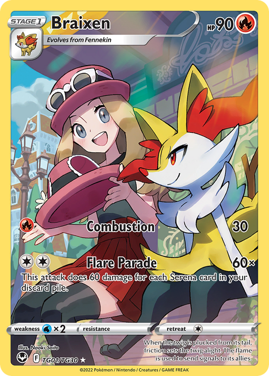 Braixen Holo 001/30 Silver Tempest Trainer Gallery Pokémon Card