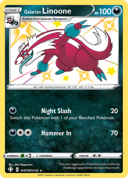 Galarian Linoone Holo 079/122 Shining Fates Shiny Vault Pokémon Card