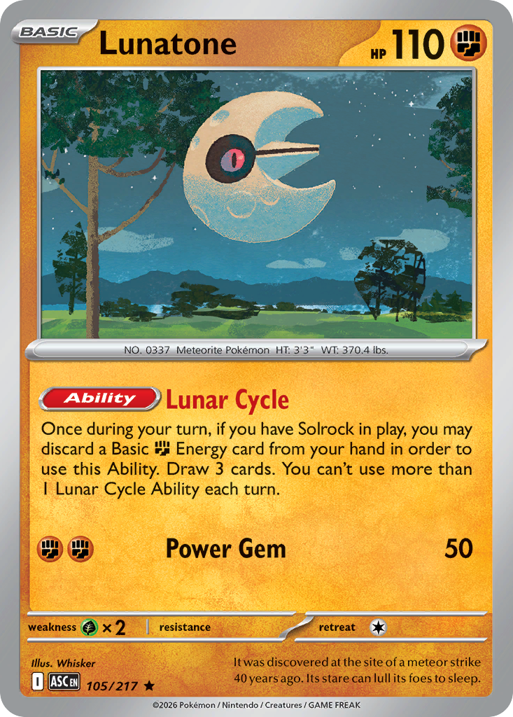 Lunatone Holofoil 105/217 Ascended Heroes Pokémon Card