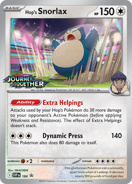 Hop's Snorlax Holo 184/225 SVP Black Star Promos Pokémon Card