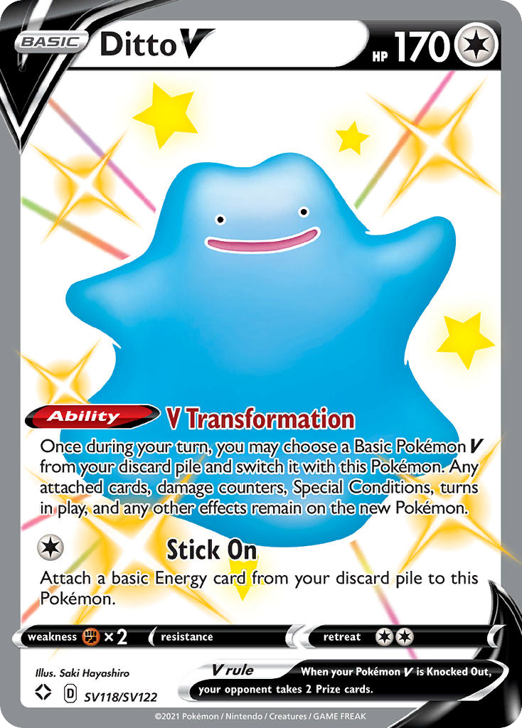 Ditto V Holo 118/122 Shining Fates Shiny Vault Pokémon Card