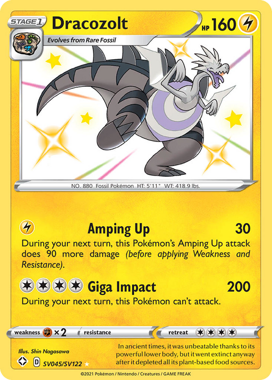 Dracozolt Holo 045/122 Shining Fates Shiny Vault Pokémon Card