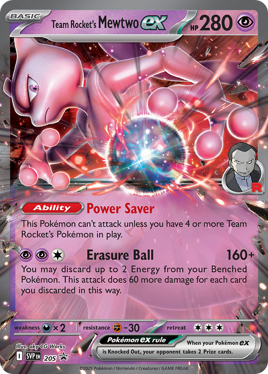 Team Rocket's Mewtwo ex Holo 205/225 SVP Black Star Promos Pokémon Card