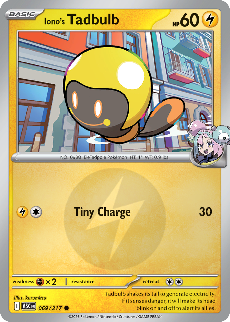 Iono's Tadbulb Reverse 069/217 Ascended Heroes Pokémon Card