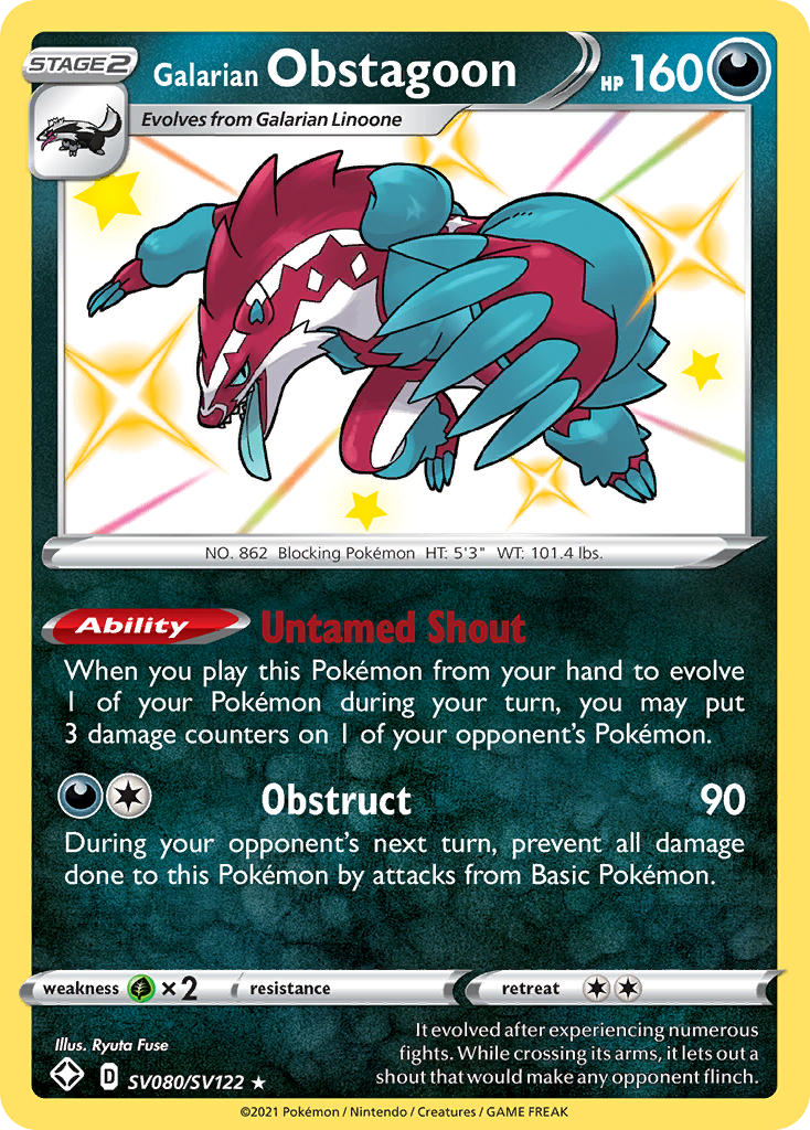 Galarian Obstagoon Holo 080/122 Shining Fates Shiny Vault Pokémon Card