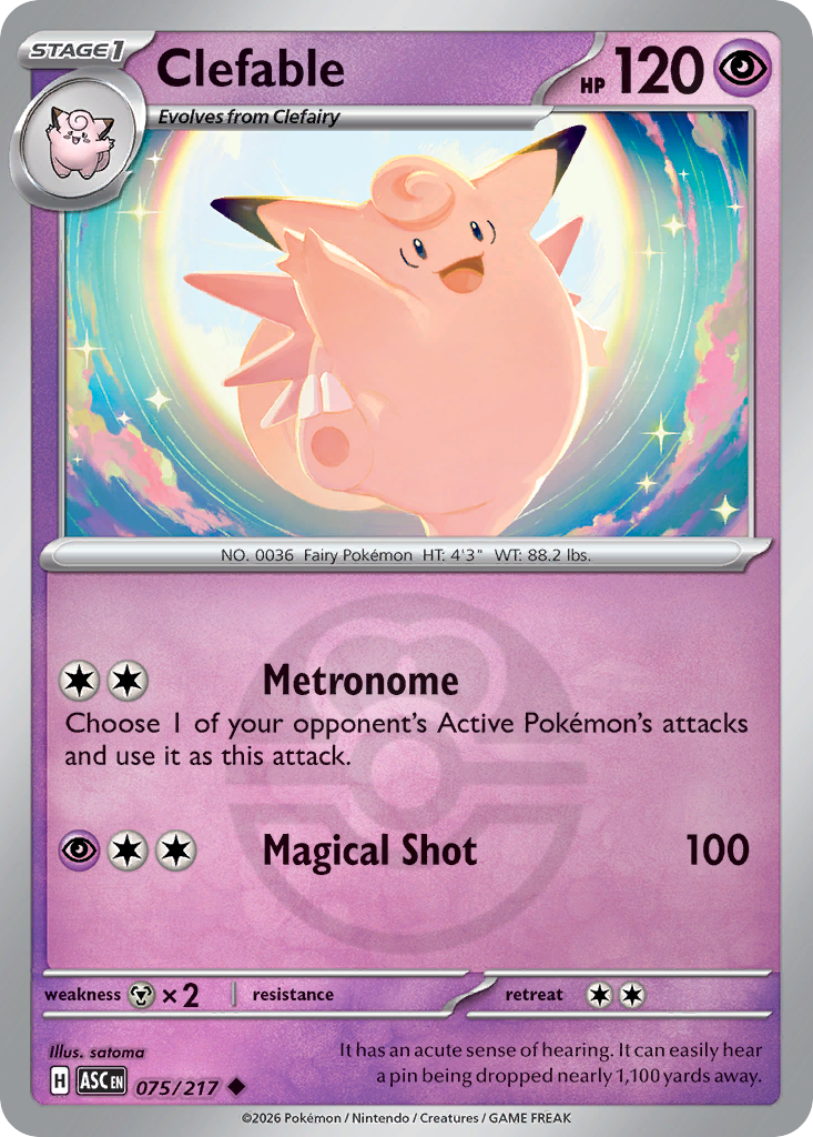 Clefable Reverse 075/217 Ascended Heroes Pokémon Card
