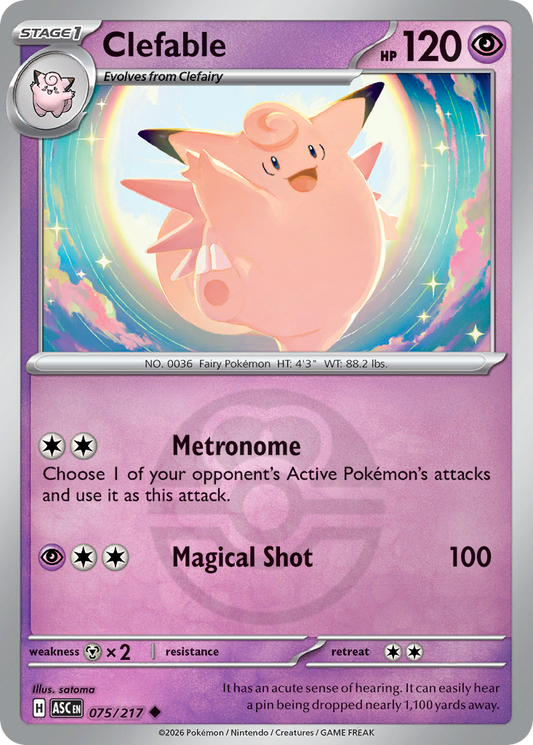 Clefable Reverse 075/217 Ascended Heroes Pokémon Card