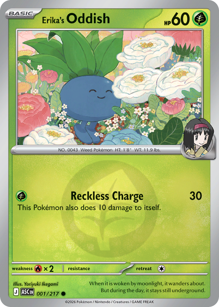 Erika's Oddish Reverse 001/217 Ascended Heroes Pokémon Card