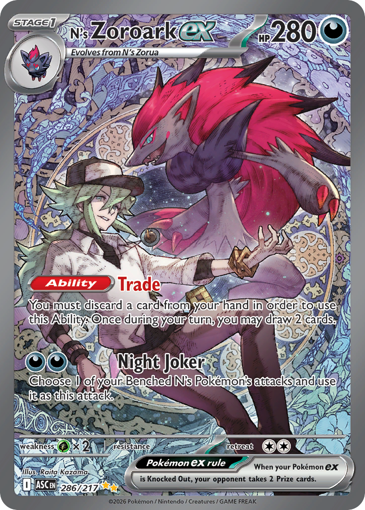 N's Zoroark ex Holofoil 286/217 Ascended Heroes Pokémon Card