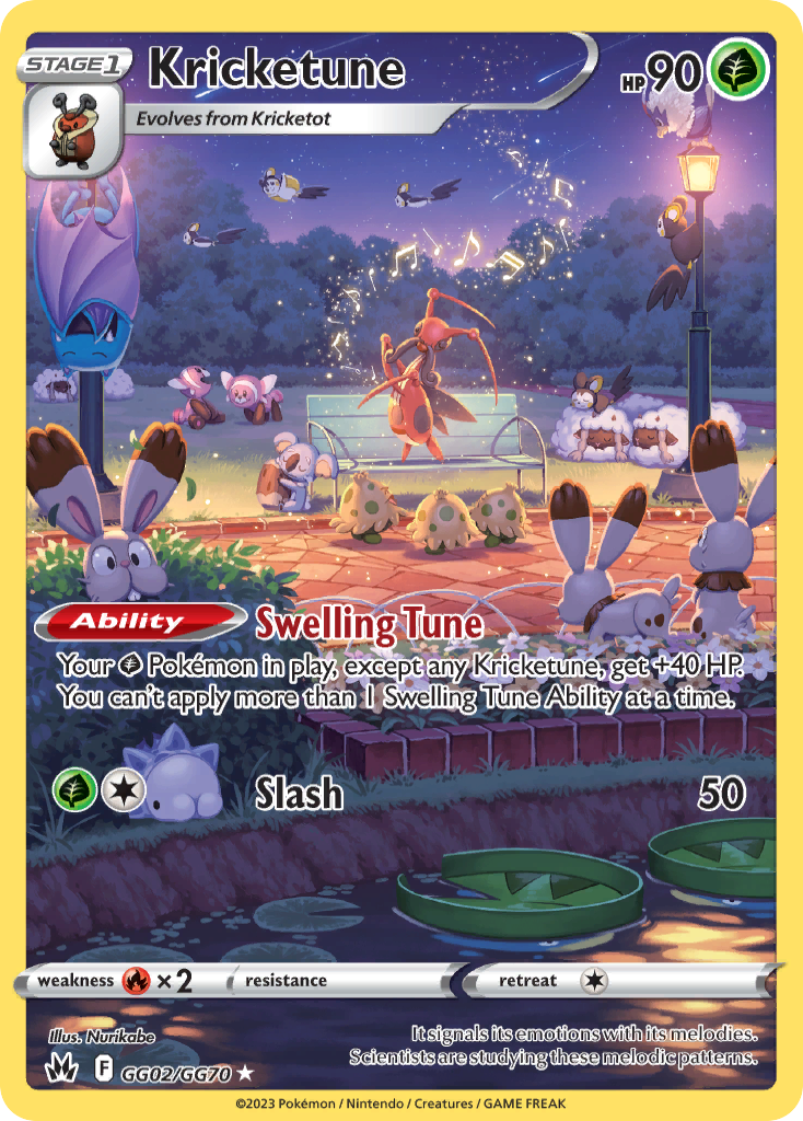 Kricketune Holo 002/70 Crown Zenith Galarian Gallery Pokémon Card