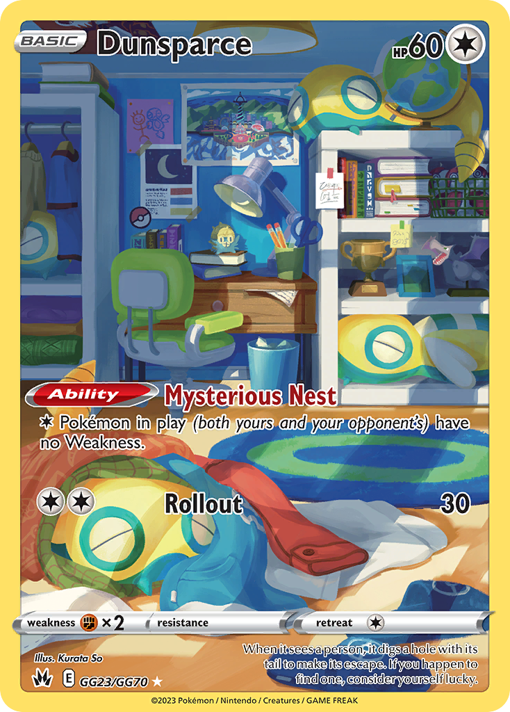 Dunsparce Holo 023/70 Crown Zenith Galarian Gallery Pokémon Card