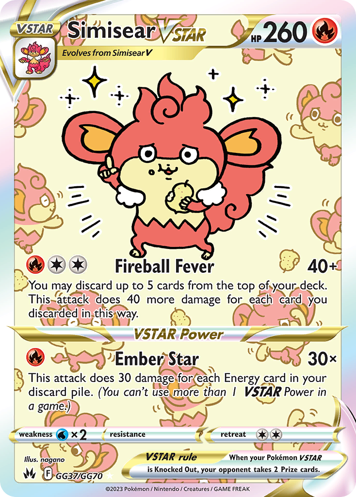 Simisear VSTAR Holo 037/70 Crown Zenith Galarian Gallery Pokémon Card