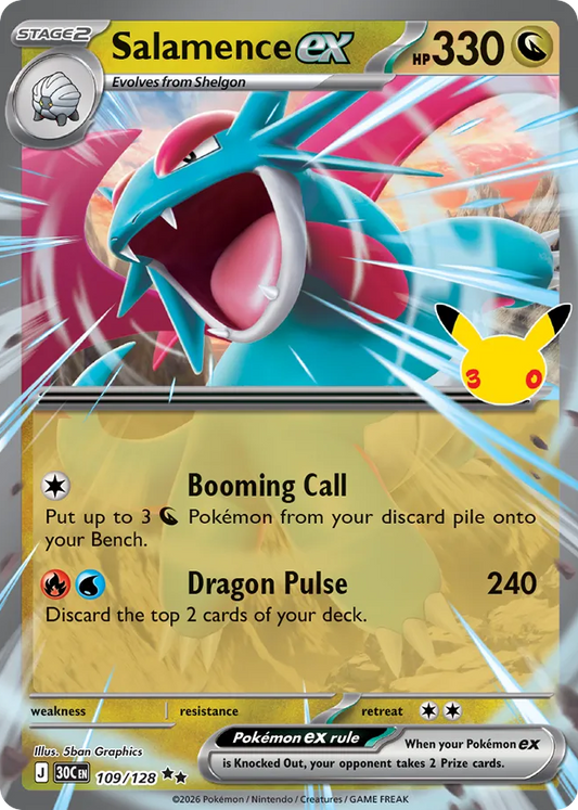 Salamence ex Holofoil 109/128 30th Celebration Pokémon Card