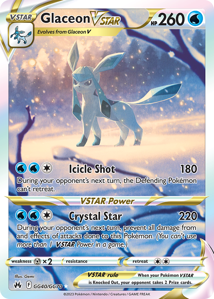 Glaceon VSTAR Holo 040/70 Crown Zenith Galarian Gallery Pokémon Card