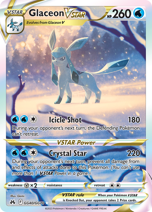 Glaceon VSTAR Holo 040/70 Crown Zenith Galarian Gallery Pokémon Card