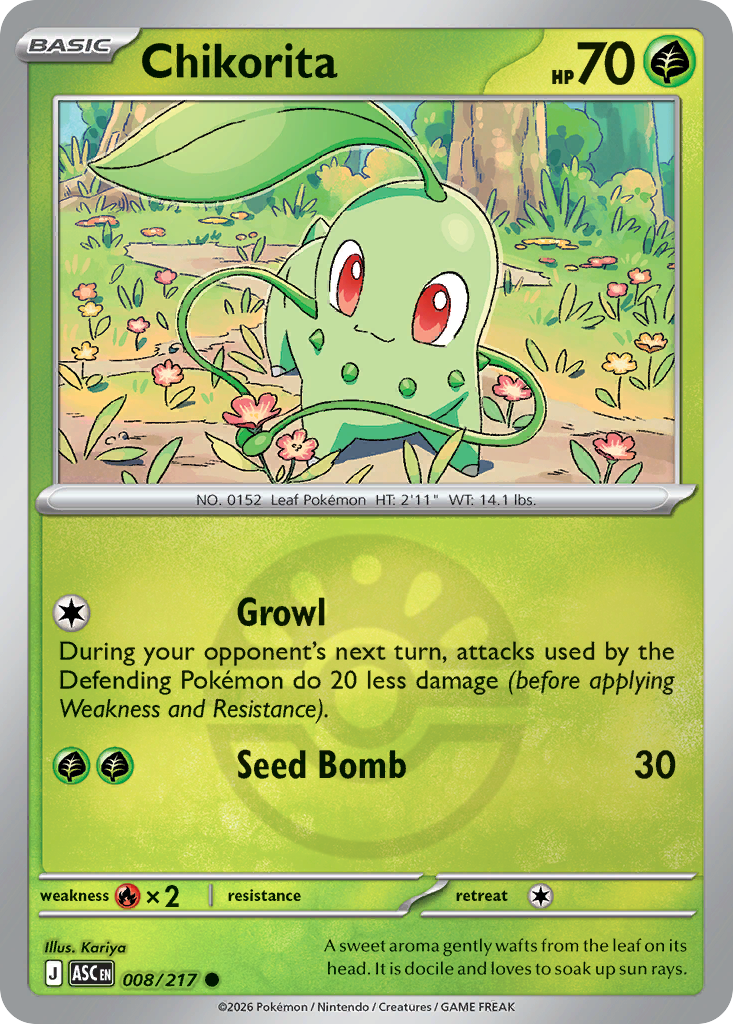 Chikorita Reverse 008/217 Ascended Heroes Pokémon Card